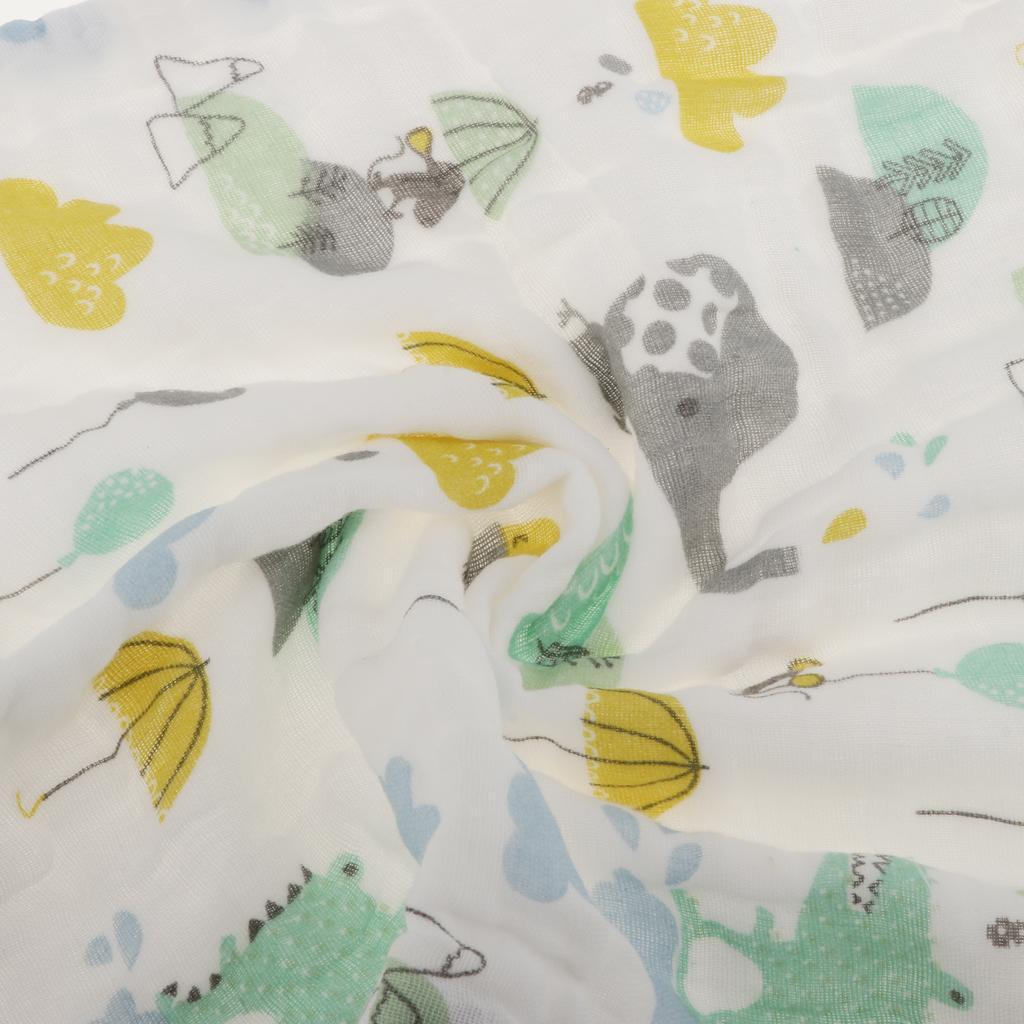 Six Layer Printed Square Cotton Towel Baby Saliva Towel  Green umbrella