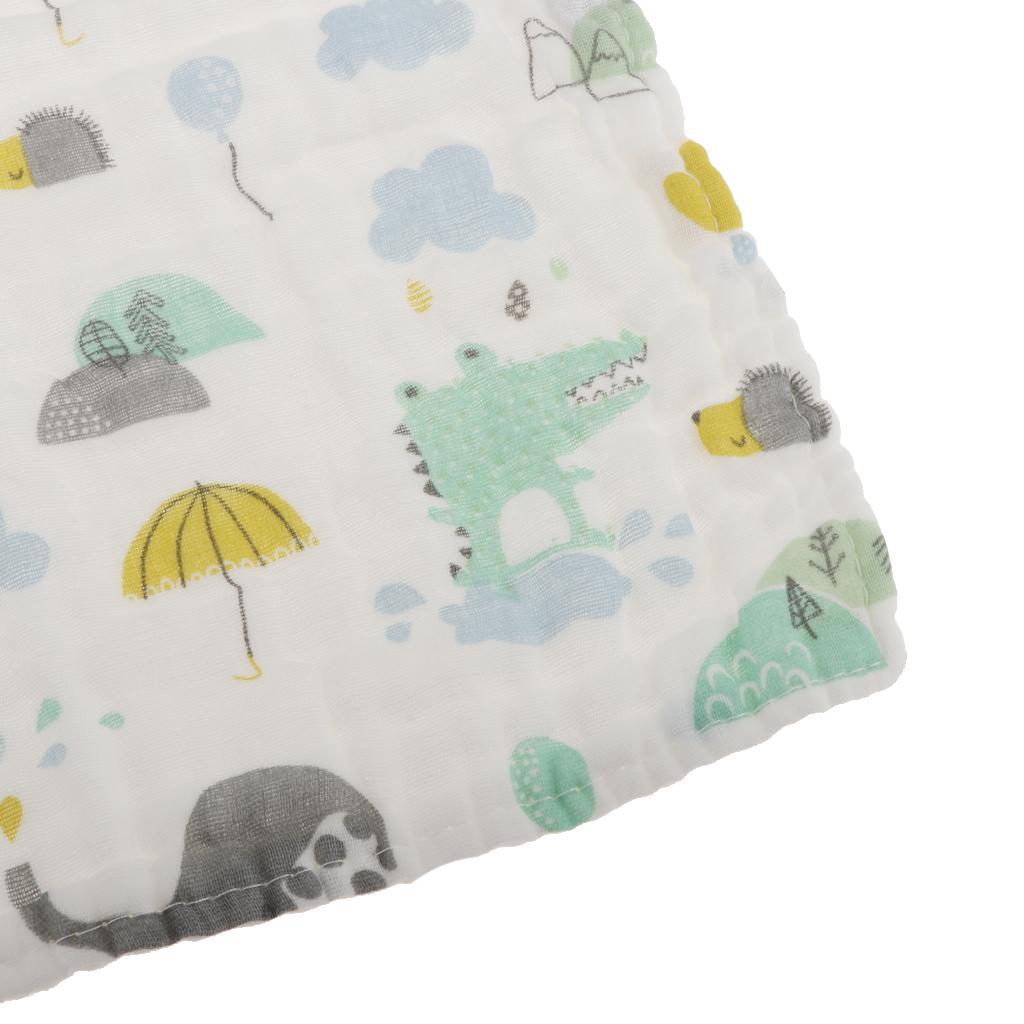 Six Layer Printed Square Cotton Towel Baby Saliva Towel  Green umbrella
