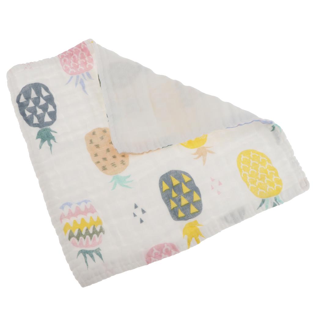 Six Layer Printed Square Cotton Towel Baby Saliva Towel  Colorful Pineapple