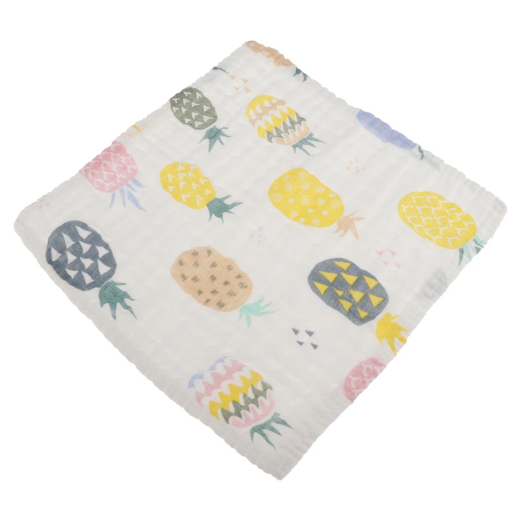 Six Layer Printed Square Cotton Towel Baby Saliva Towel  Colorful Pineapple