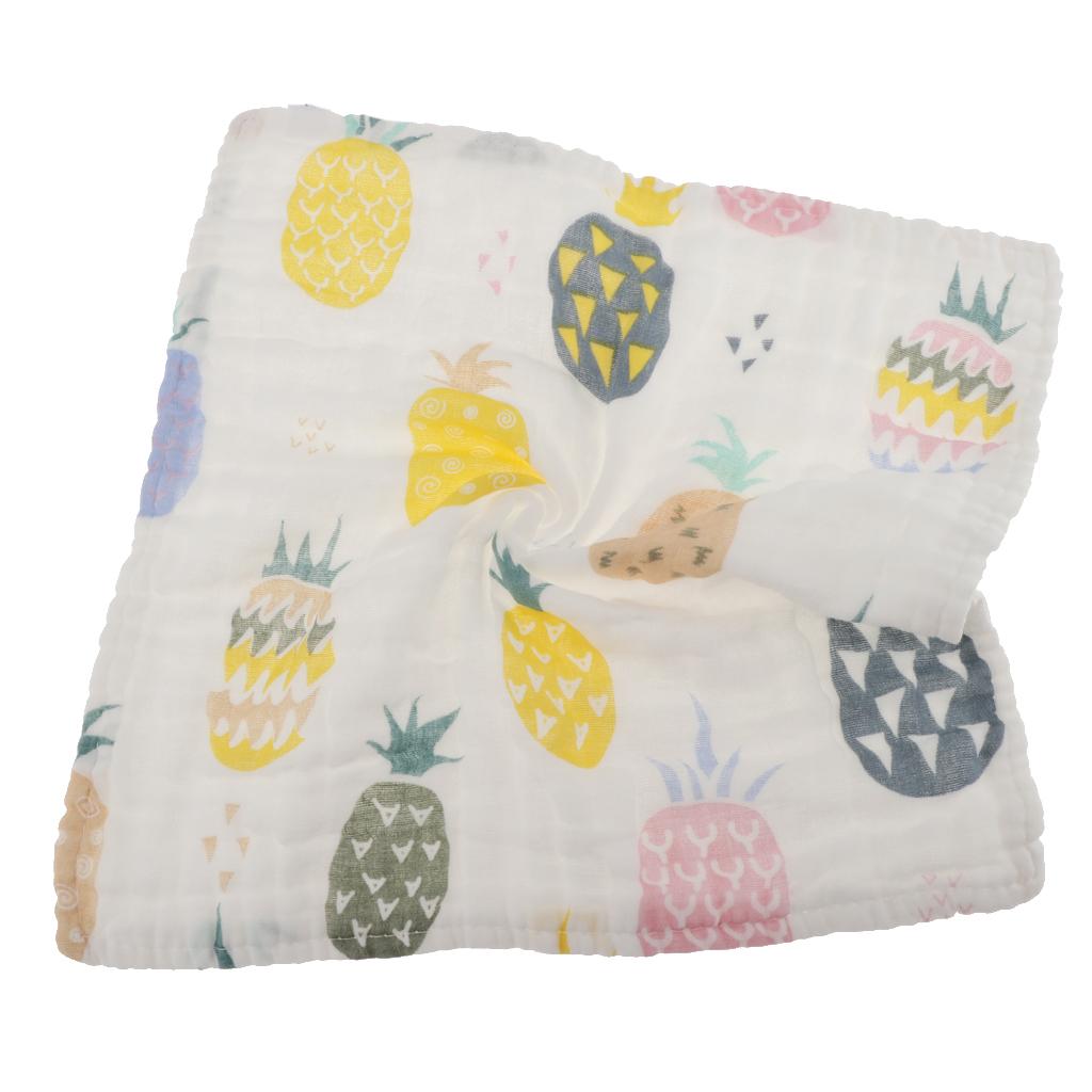 Six Layer Printed Square Cotton Towel Baby Saliva Towel  Colorful Pineapple