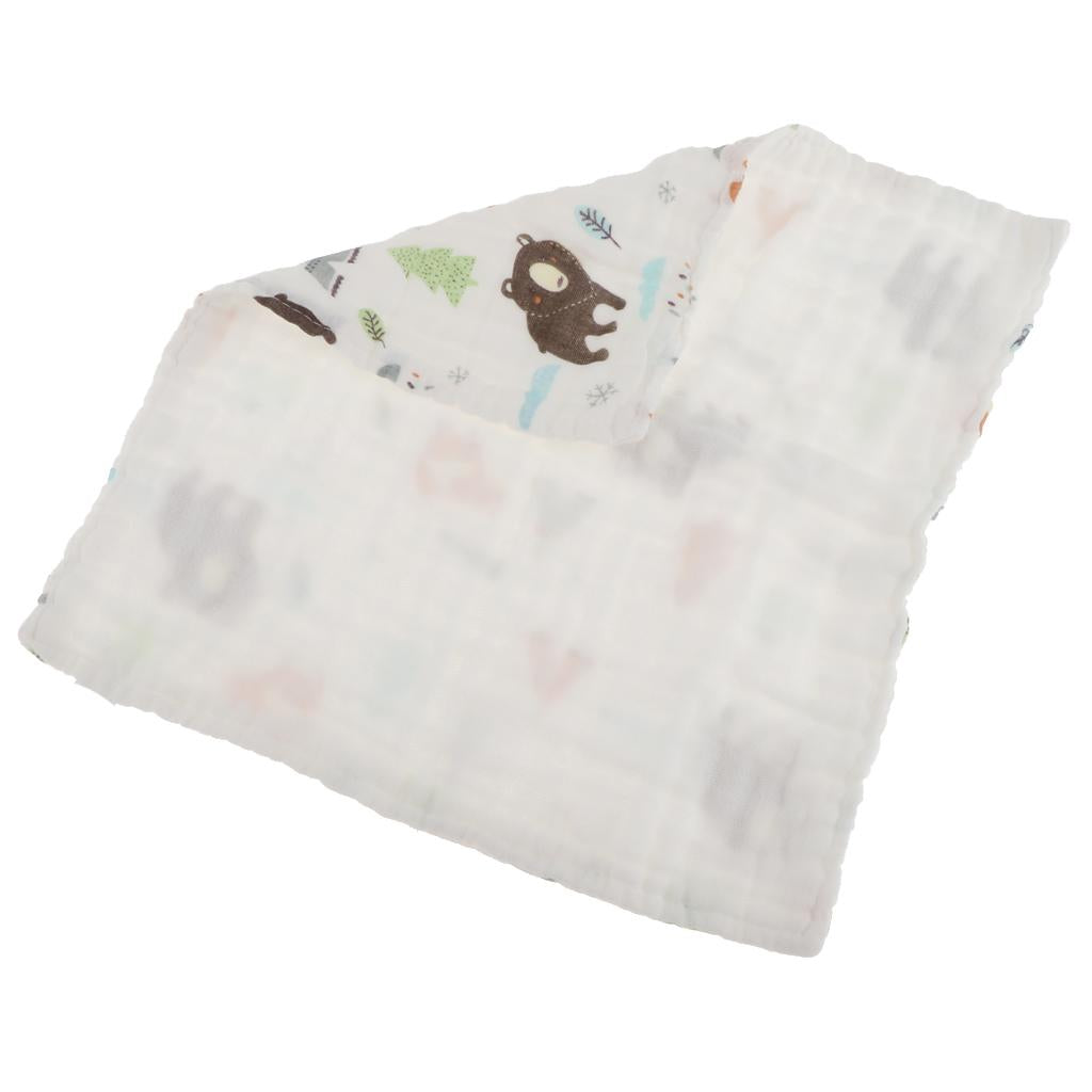 Six Layer Printed Square Cotton Towel Baby Saliva Towel  Coffee bear