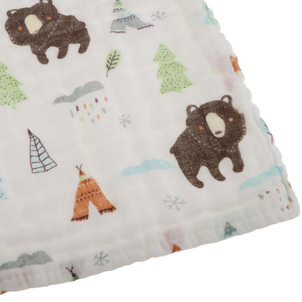 Six Layer Printed Square Cotton Towel Baby Saliva Towel  Coffee bear