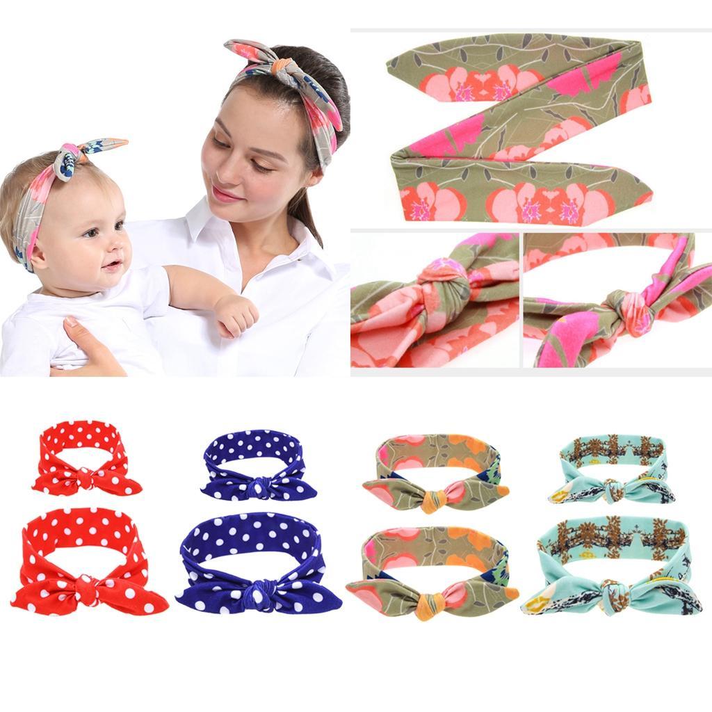 2Pcs Mom & Daughter Bow Knot Headband Hair Band Accessories Red Dot