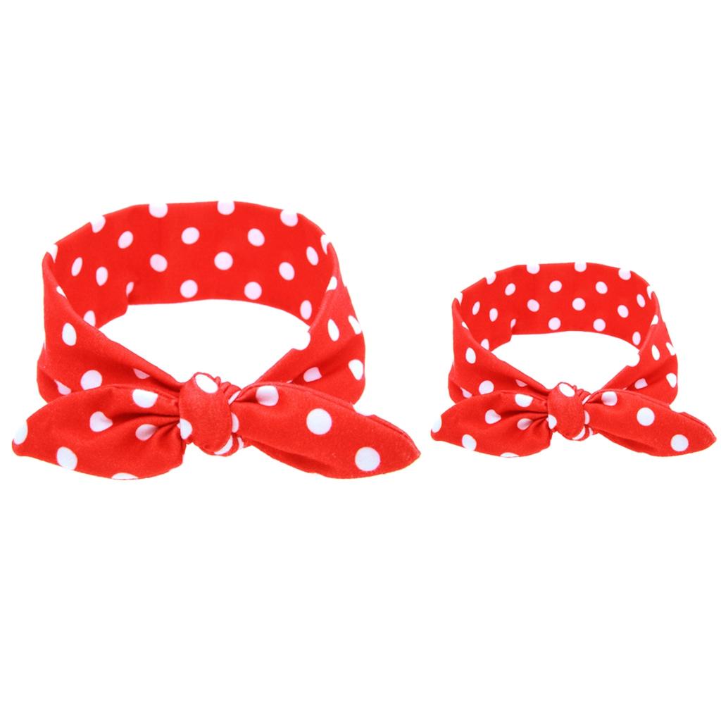 2Pcs Mom & Daughter Bow Knot Headband Hair Band Accessories Red Dot