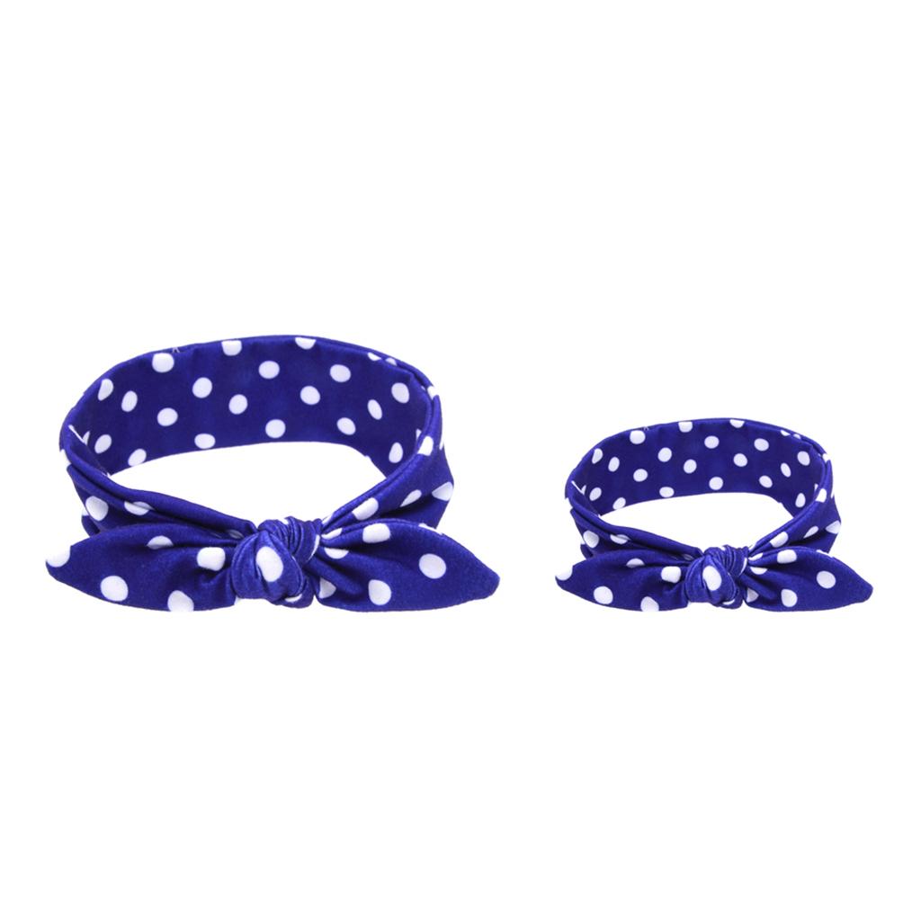 2Pcs Mom & Daughter Bow Knot Headband Hair Band Accessories Sapphire Blue