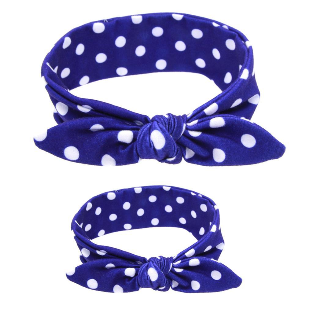 2Pcs Mom & Daughter Bow Knot Headband Hair Band Accessories Sapphire Blue