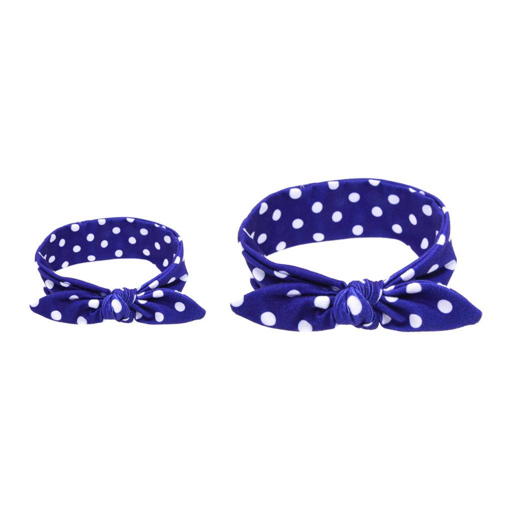 2Pcs Mom & Daughter Bow Knot Headband Hair Band Accessories Sapphire Blue