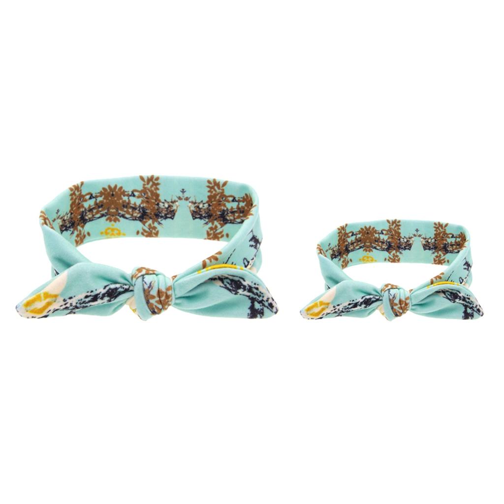 2Pcs Mom & Daughter Bow Knot Headband Hair Band Accessories Turquoise