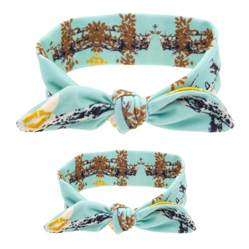 2Pcs Mom & Daughter Bow Knot Headband Hair Band Accessories Turquoise