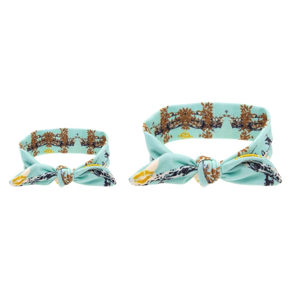 2Pcs Mom & Daughter Bow Knot Headband Hair Band Accessories Turquoise