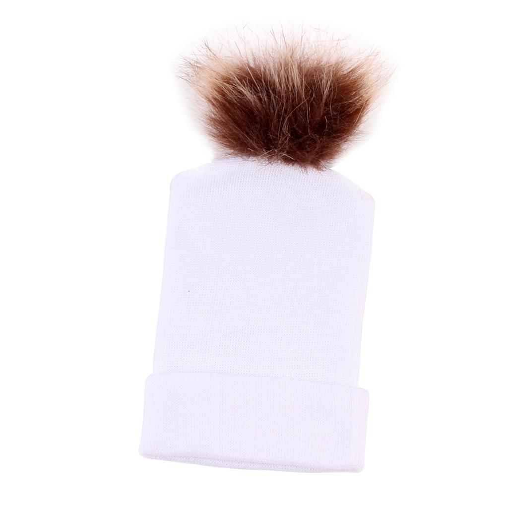 Cute Newborn Baby Soft Comfy Ball Hospital Cap Warm Beanie Hat  White