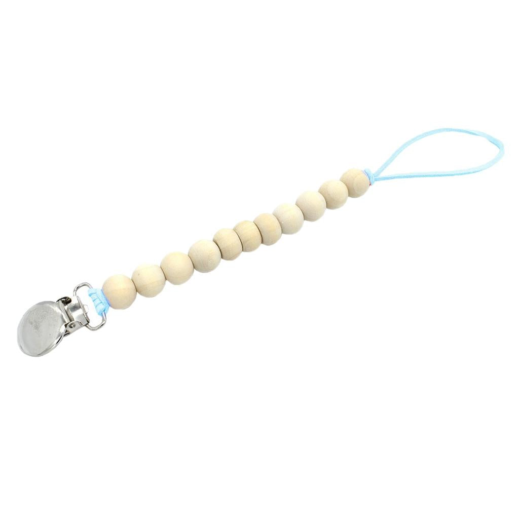 Baby Wood Beaded Pacifier Holder Clip Nipple Teether Dummy Strap Style 1