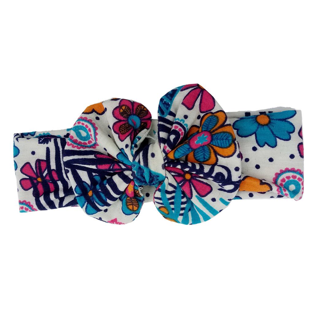 Cute Infant Girls Colorful Printed Flower Cotton Bow Baby Hair Band  Style-1