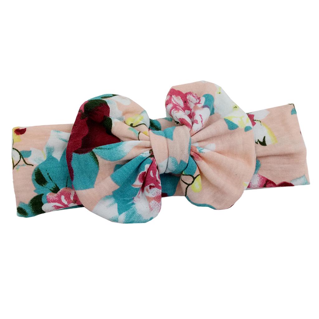 Cute Infant Girls Colorful Printed Flower Cotton Bow Baby Hair Band  Style-2