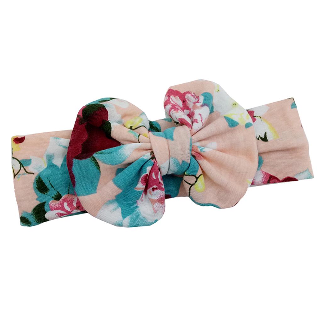 Cute Infant Girls Colorful Printed Flower Cotton Bow Baby Hair Band  Style-2