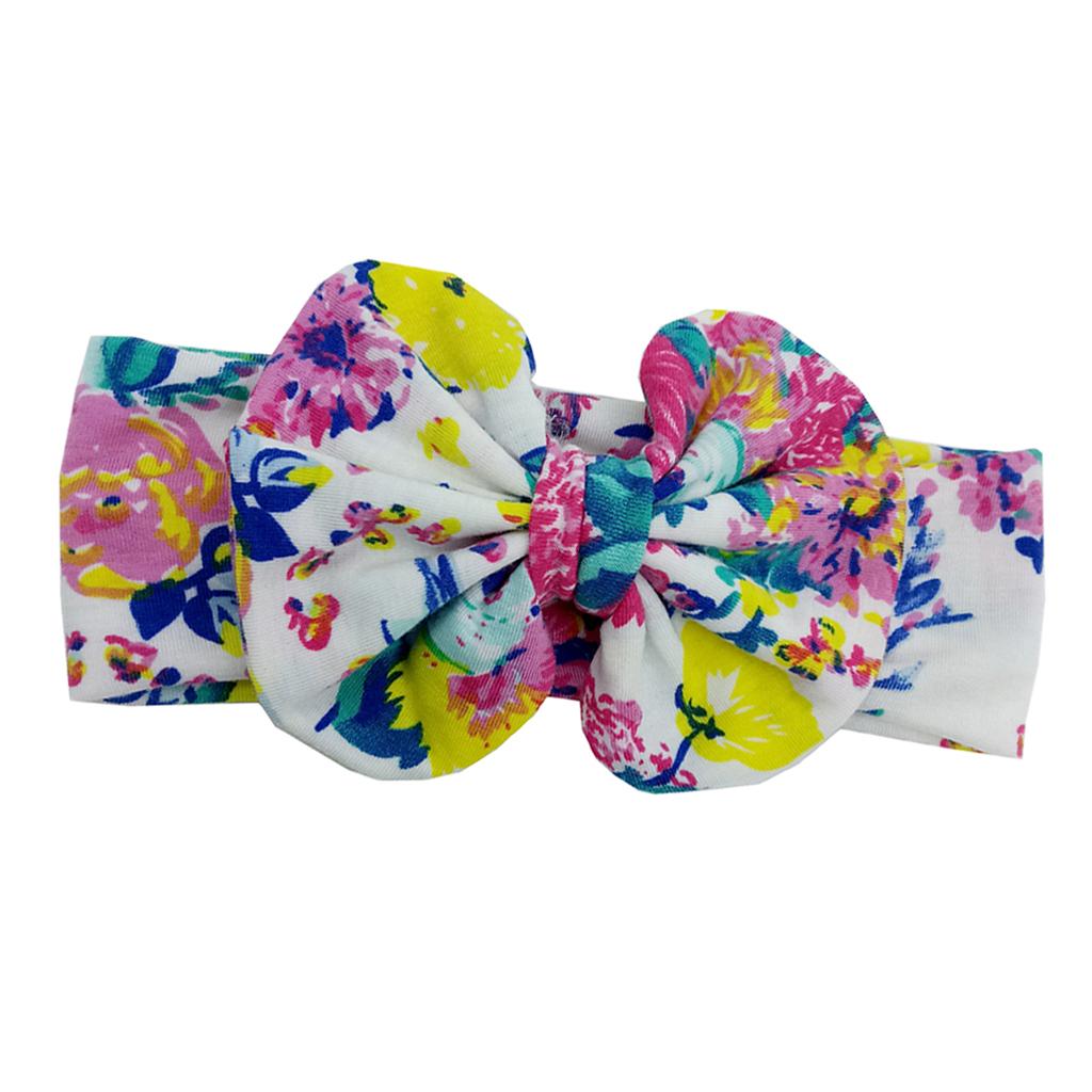 Cute Infant Girls Colorful Printed Flower Cotton Bow Baby Hair Band  Style-4