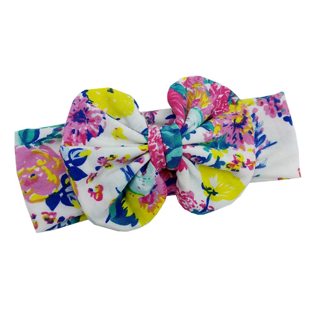 Cute Infant Girls Colorful Printed Flower Cotton Bow Baby Hair Band  Style-4