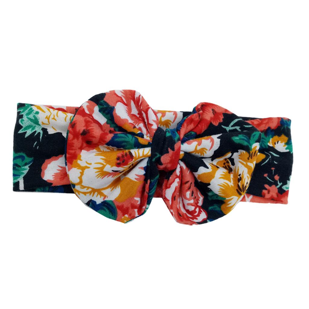 Cute Infant Girls Colorful Printed Flower Cotton Bow Baby Hair Band  Style-5