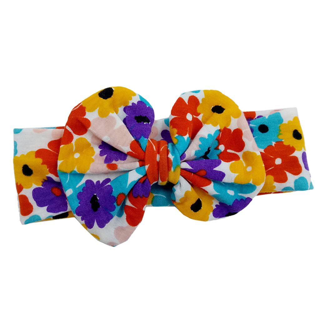 Cute Infant Girls Colorful Printed Flower Cotton Bow Baby Hair Band  Style-6