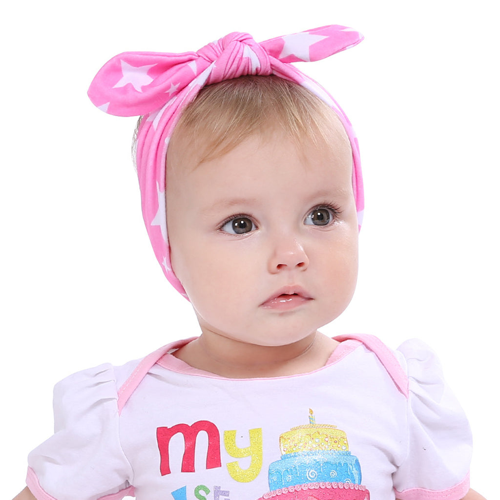 Cute Rabbit Ears Headband Baby Infant Children's HeadBand Rose red star