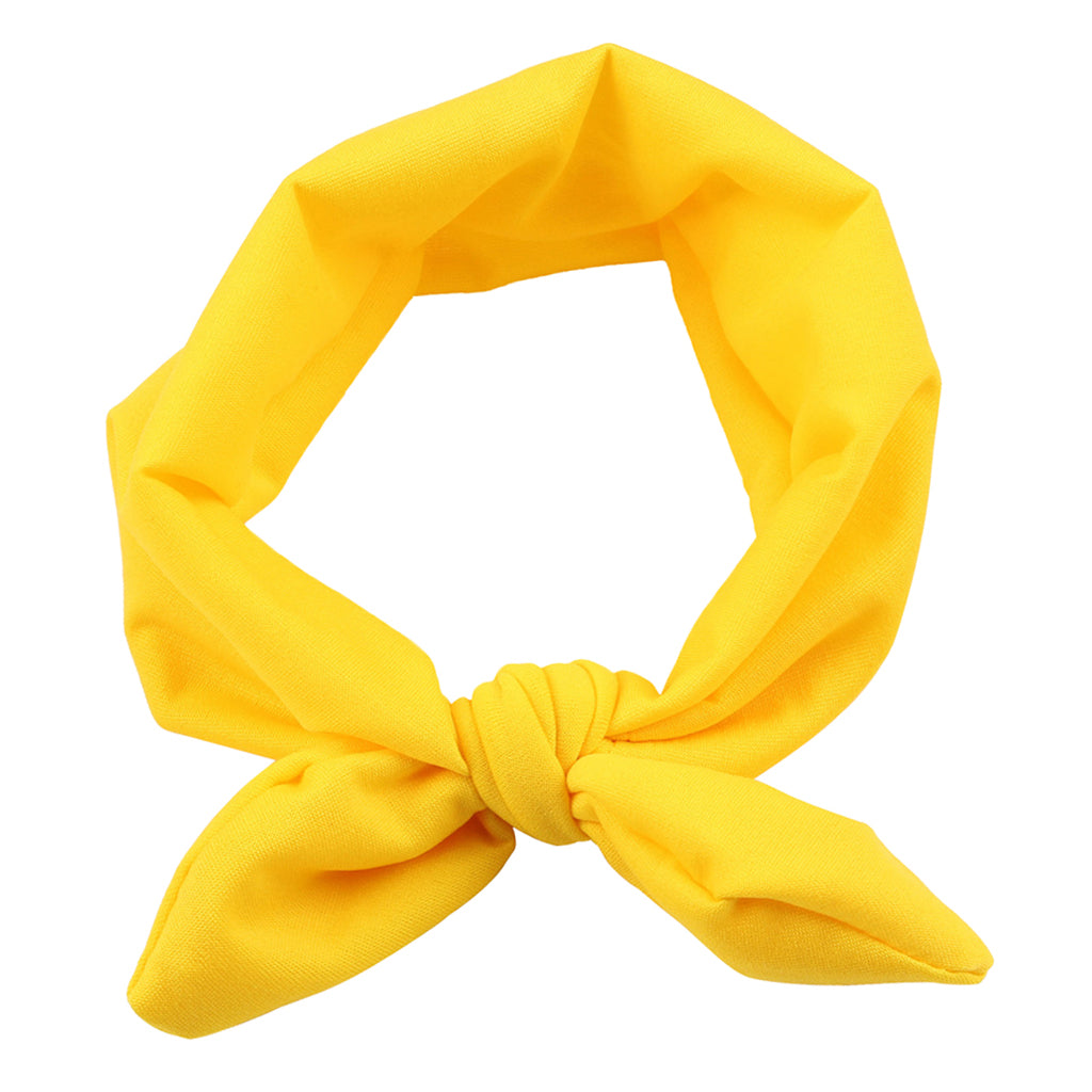 Baby Toddler Girls Kids Bow Knot Turban Headband Hair Band Headwrap Yellow