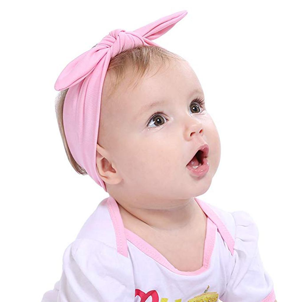 Baby Toddler Girls Kids Bow Knot Turban Headband Hair Band Headwrap Pink