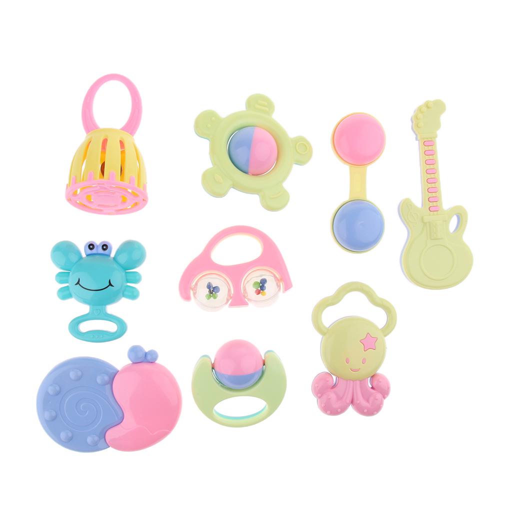 12pcs Baby's First Rattle Teether Toy with Milk Bottle Grasp Colorful