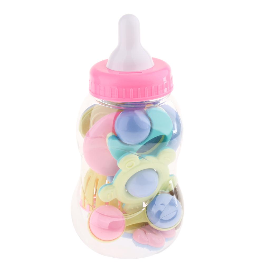 12pcs Baby's First Rattle Teether Toy with Milk Bottle Grasp Colorful