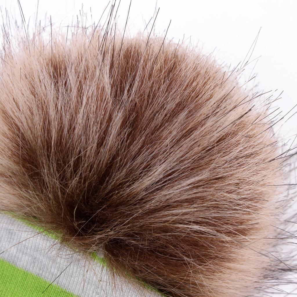 Baby Hat Faux Fur Baby Cap Cotton Pompom Bobble Hat for Kids  Green Stripe