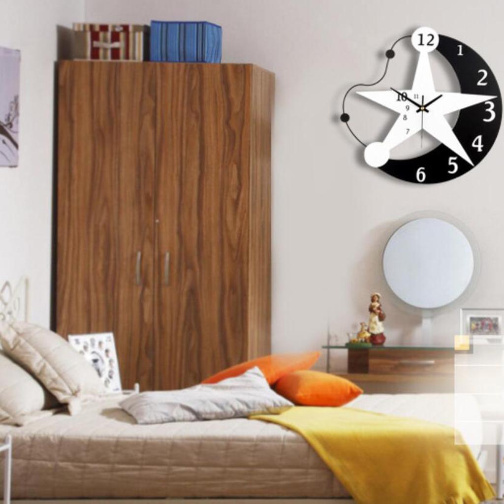 Wooden wall clock creative living room wall clock bedroom decorative Star