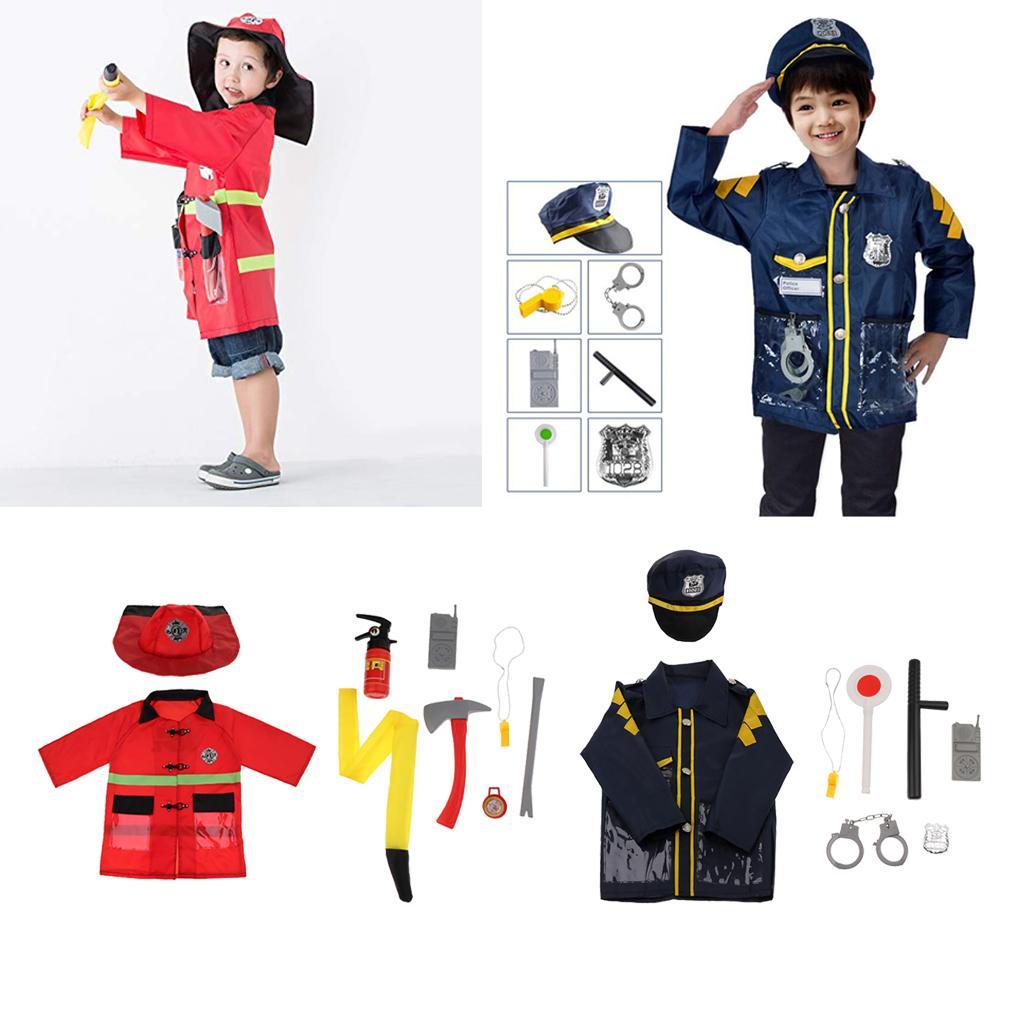 9pcs: Clothes Hat Walkie-talkie, etc Fireman Chief Dress-Up Uniform Cosplay Outfit For Children Role Playing