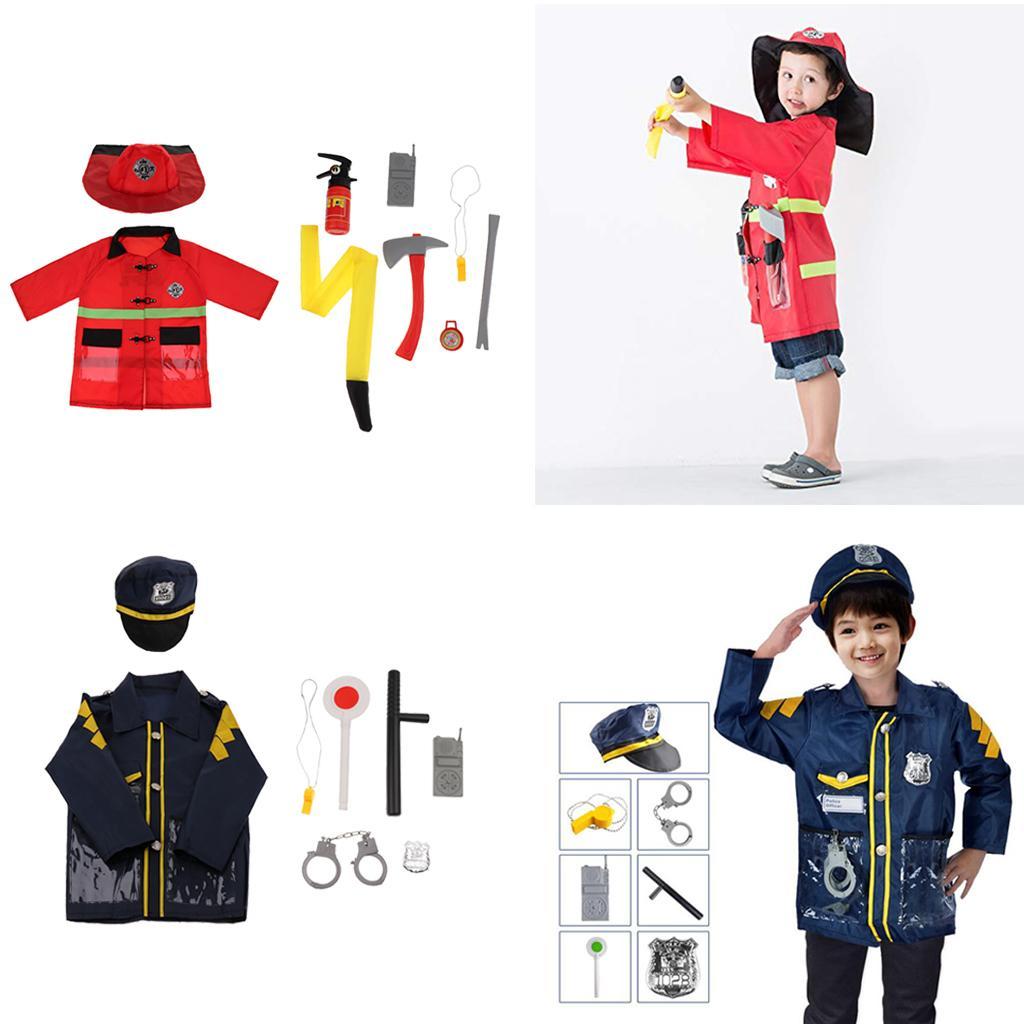 9pcs: Clothes Hat Walkie-talkie, etc Fireman Chief Dress-Up Uniform Cosplay Outfit For Children Role Playing