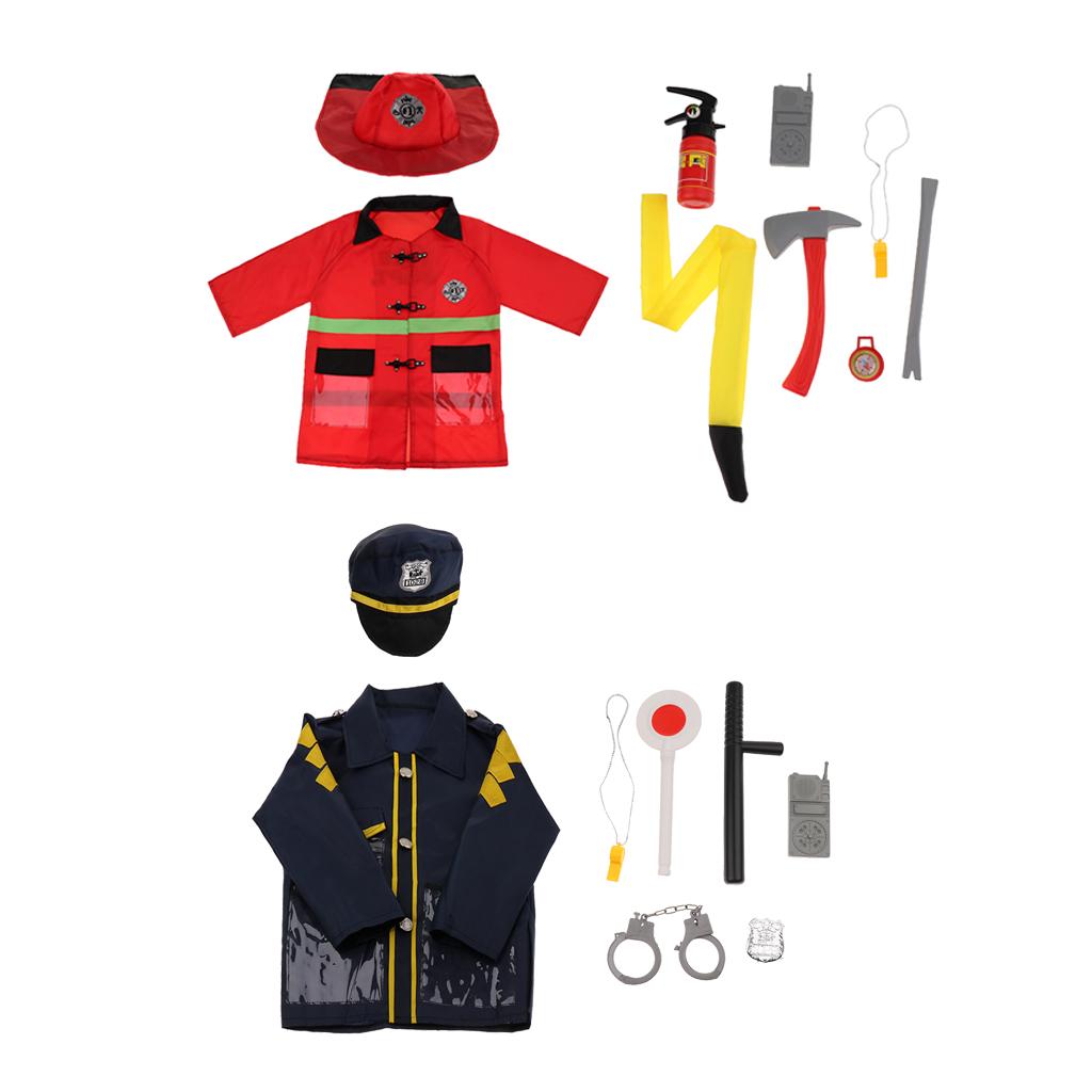 9pcs: Clothes Hat Walkie-talkie, etc Fireman Chief Dress-Up Uniform Cosplay Outfit For Children Role Playing