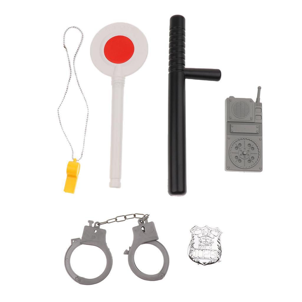 8pcs: Clothes Hat Walkie-talkie, etc Police Man Dress-Up Uniform Cosplay Outfit For Children Role Playing