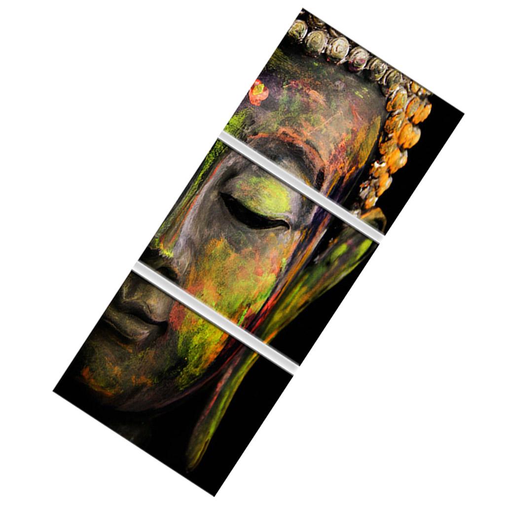 3 Panels Modern Buddha Head Portrait Painting Printed on Canvas Home Decor
