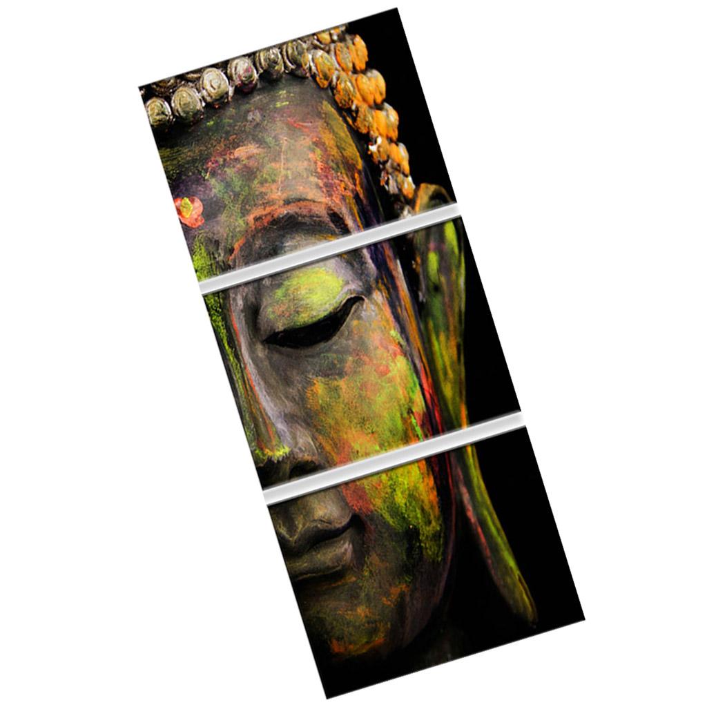 3 Panels Modern Buddha Head Portrait Painting Printed on Canvas Home Decor