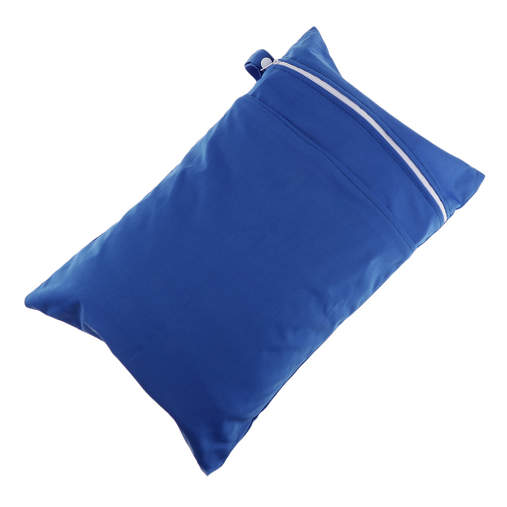 Double Zipper Infant Cloth Diaper Nappy Wet Dry Bag Swimer Tote Blue