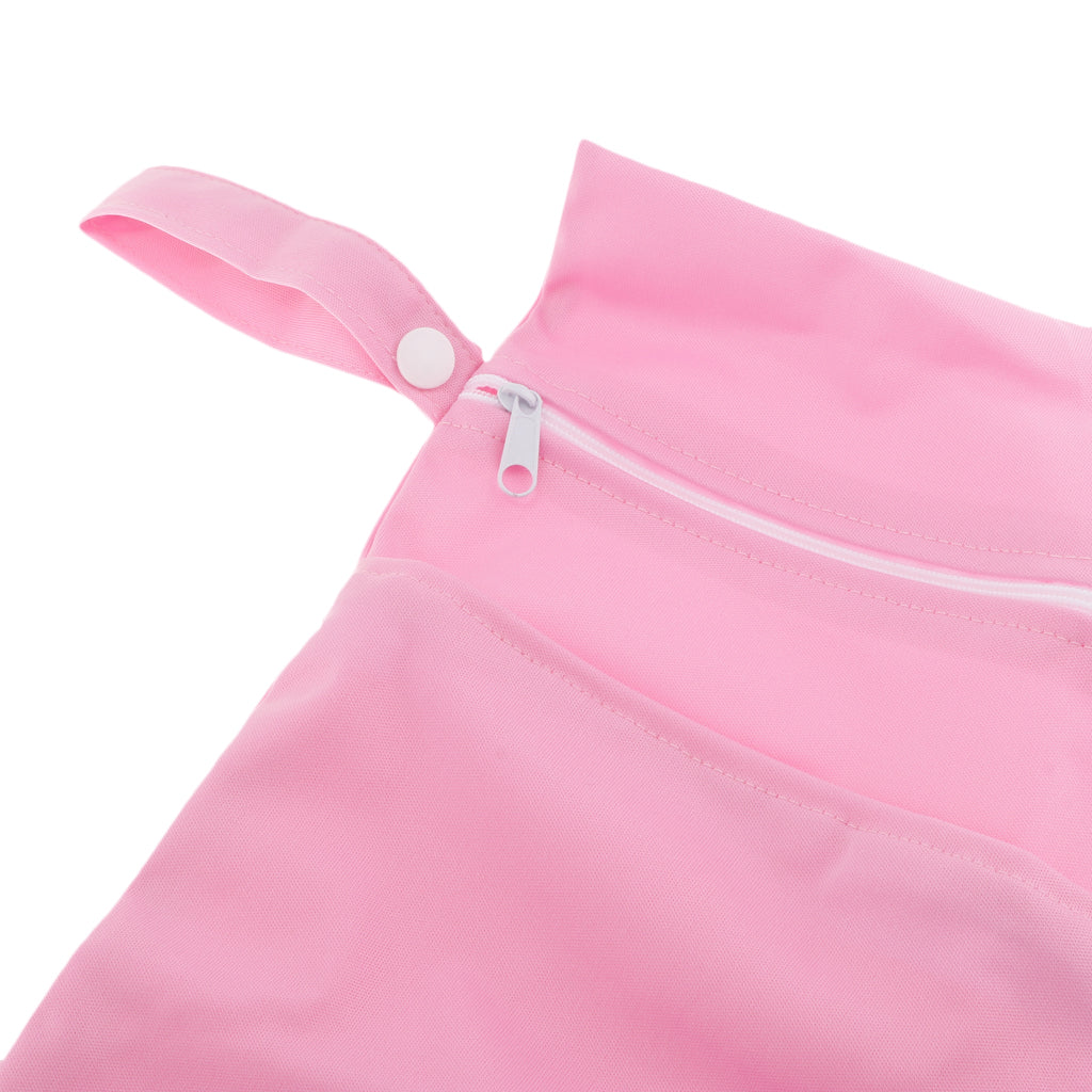 Double Zipper Infant Cloth Diaper Nappy Wet Dry Bag Swimer Tote Pink