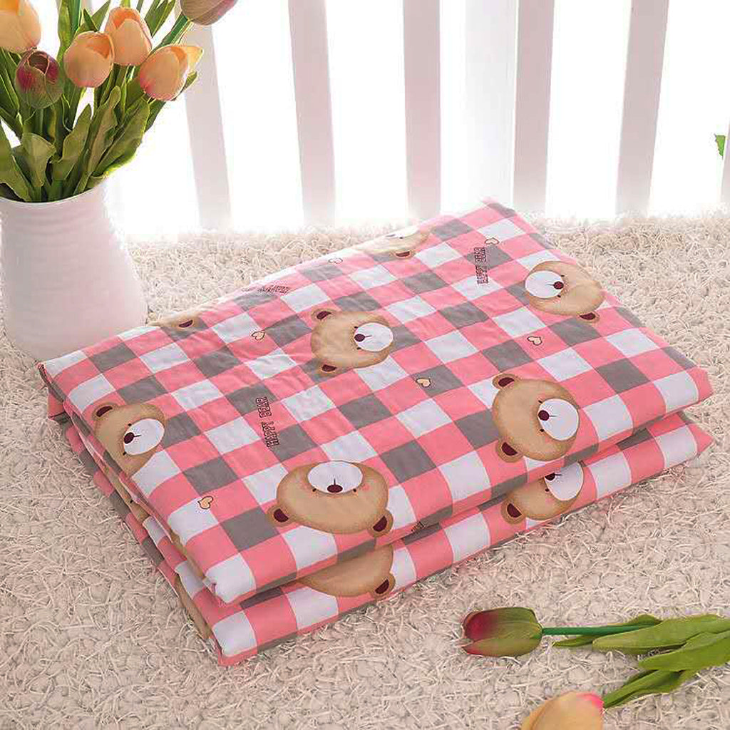 Infant Baby Cotton Waterproof Urine Mat Nappy Cover Changing Pad Plaid Bear