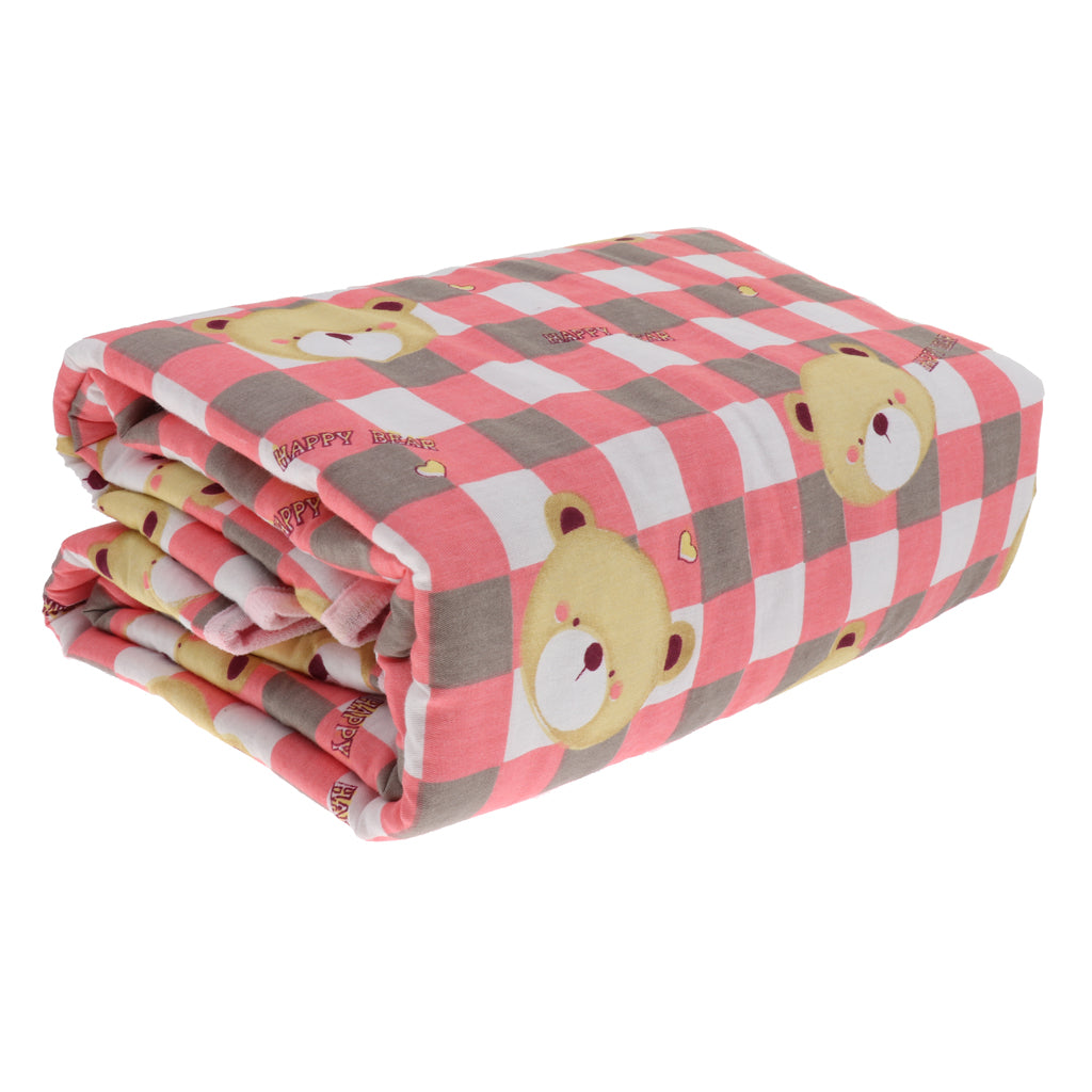 Infant Baby Cotton Waterproof Urine Mat Nappy Cover Changing Pad Plaid Bear