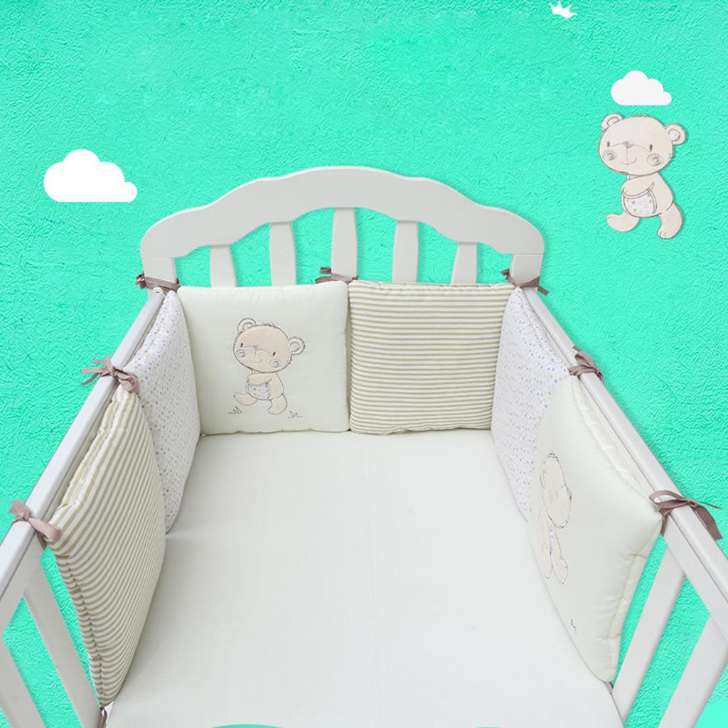 6PCs Baby Crib Bumper Cotton Infant Bed Cot Protector Bear