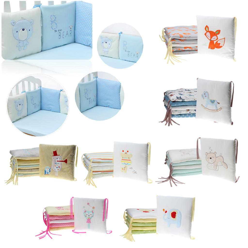 6PCs Baby Crib Bumper Cotton Infant Bed Cot Protector Bear