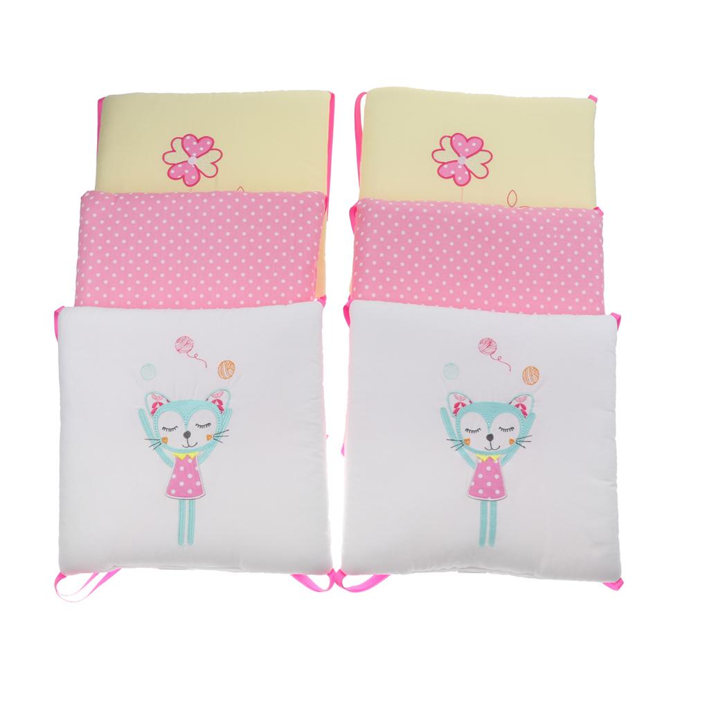 6PCs Baby Crib Bumper Cotton Infant Bed Cot Protector Cat
