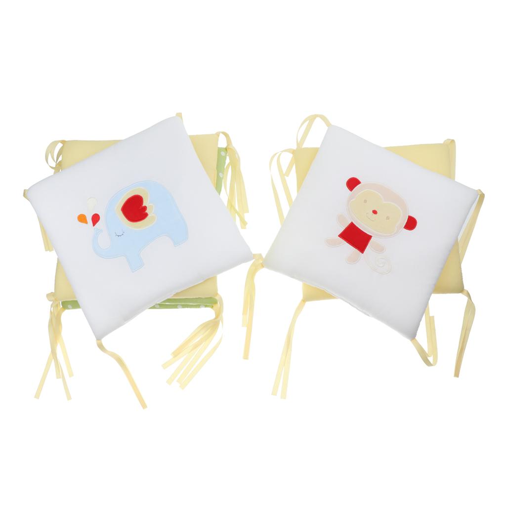 6PCs Baby Crib Bumper Cotton Infant Bed Cot Protector Elephant and Monkey