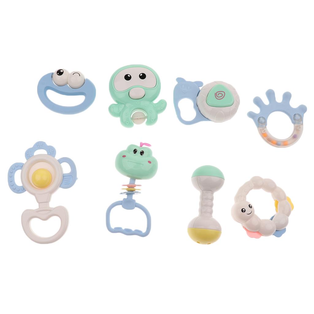 Baby Teether Hand Bells Educational Rattles 8pcs bottle package