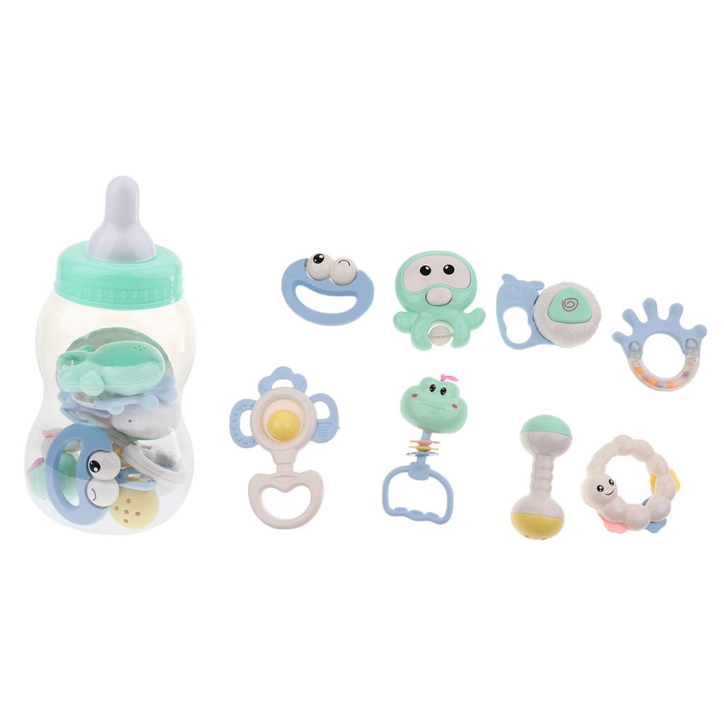 Baby Teether Hand Bells Educational Rattles 8pcs bottle package