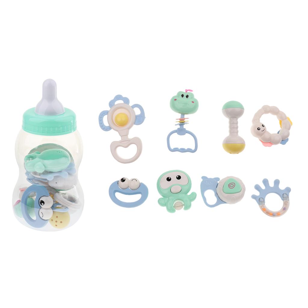 Baby Teether Hand Bells Educational Rattles 8pcs bottle package