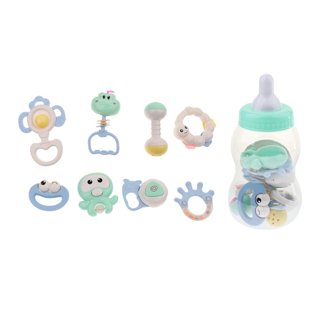 Baby Teether Hand Bells Educational Rattles 8pcs bottle package