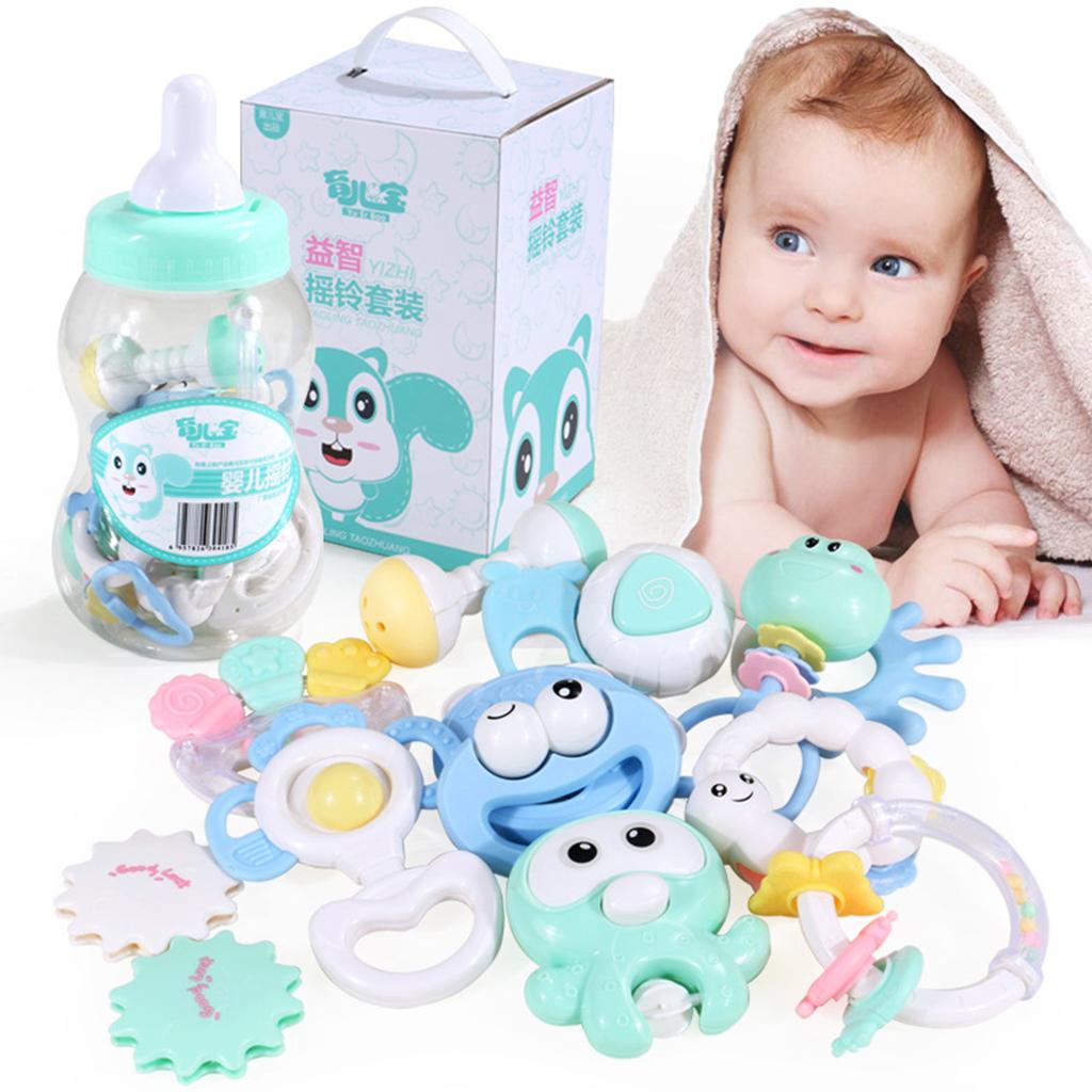 Baby Teether Hand Bells Educational Rattles 10pcs bottle package